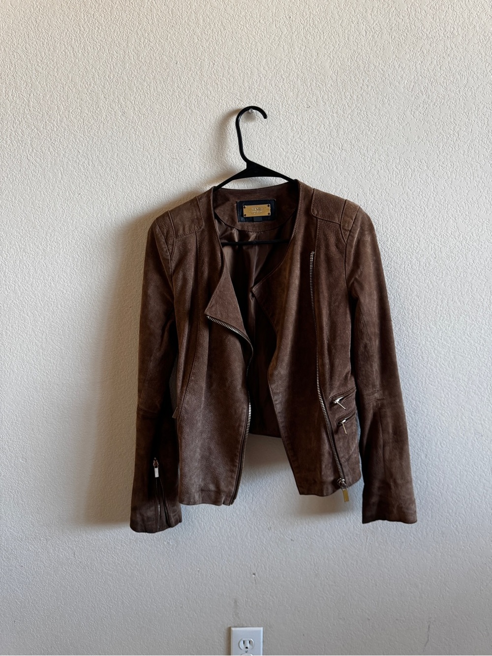 Mango Dark Brown Suede Biker Jacket